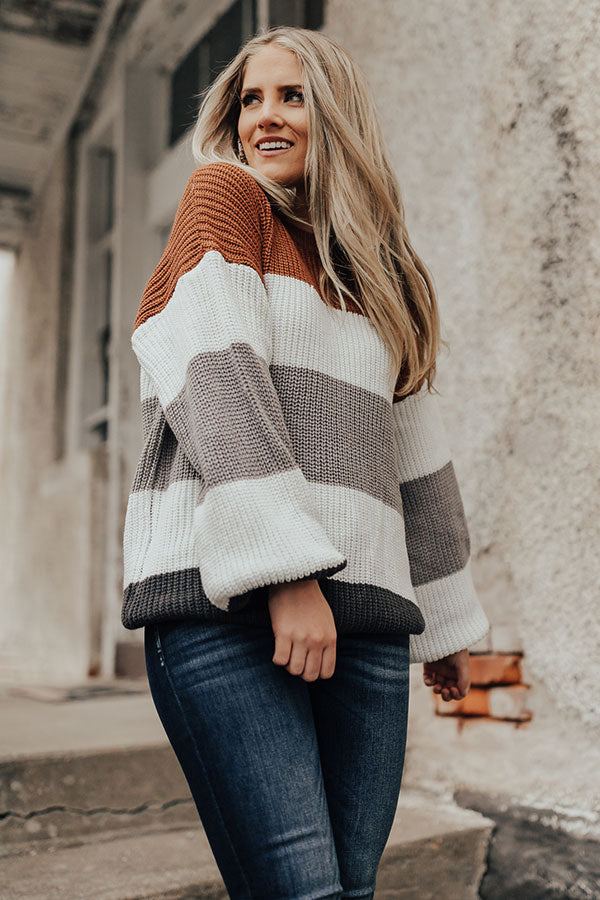 Sipping Chardonnay Color Block Sweater In Copper Image - 1