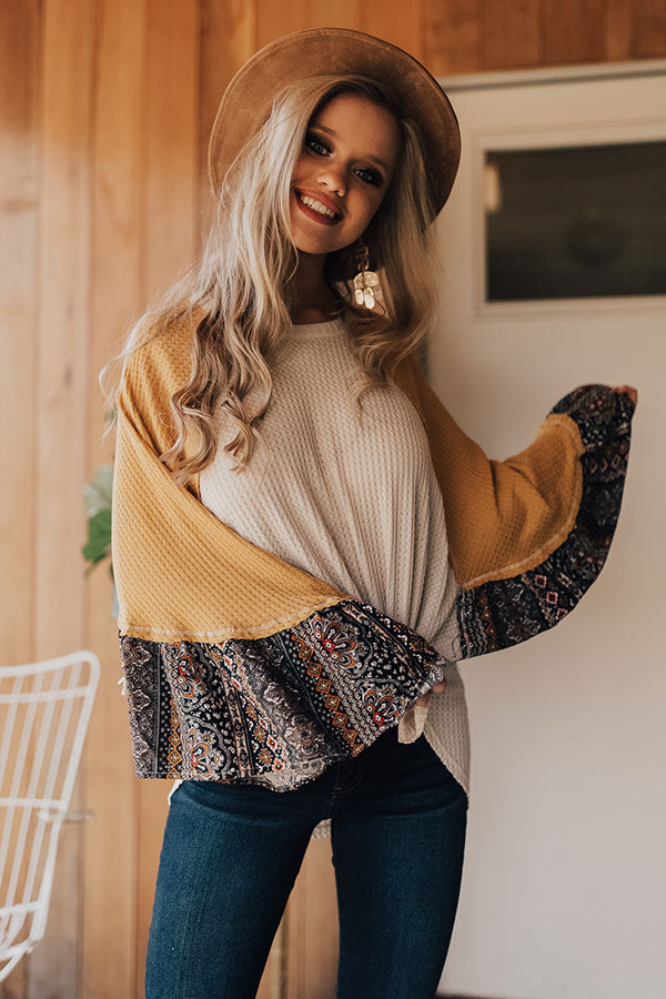 First Flight To Paris Waffle Knit Top