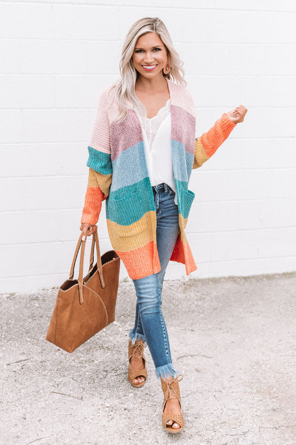 Making Magic Color Block Chenille Cardigan In Pink Image - 1