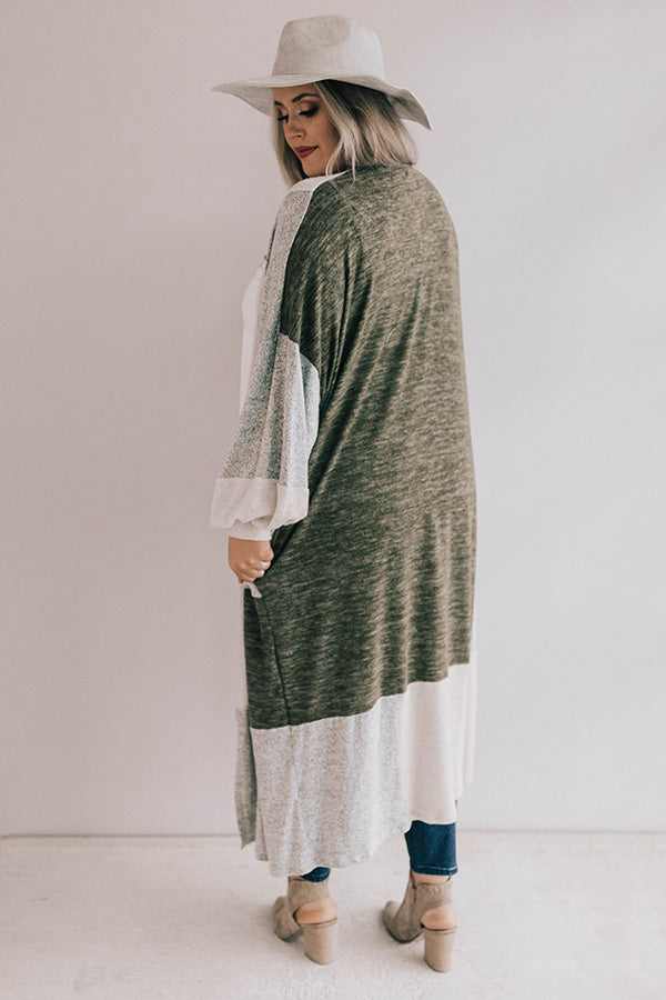 First Class To Vail Colorblock Cardigan In Olive  Curves Image - 1