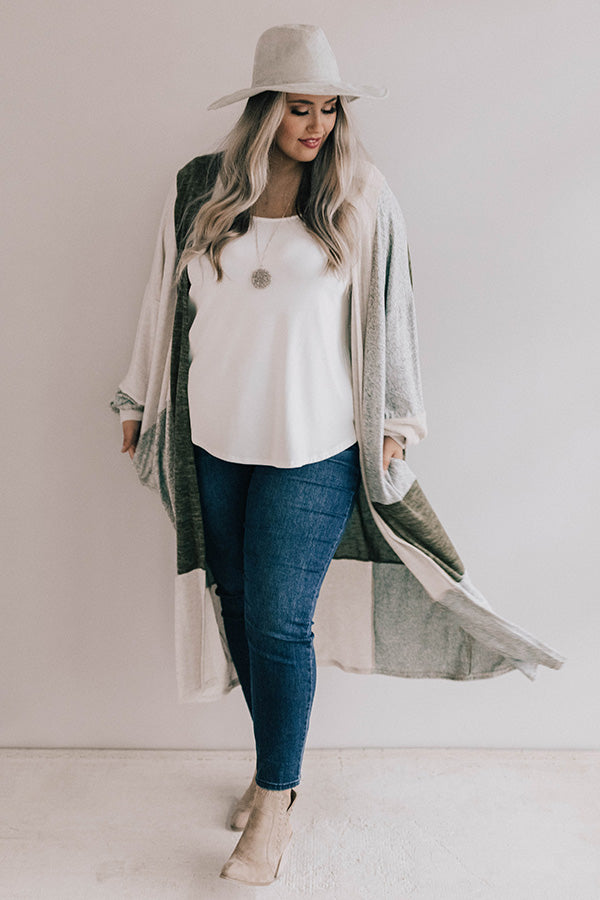 First Class To Vail Colorblock Cardigan In Olive  Curves Image - 1