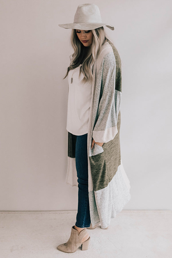 First Class To Vail Colorblock Cardigan In Olive  Curves Image - 1