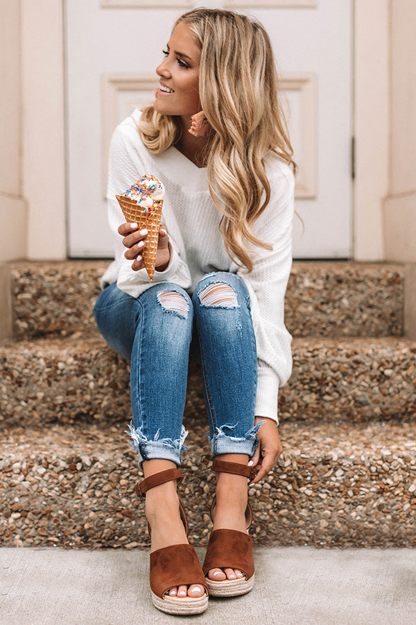 The Coco Faux Suede Wedge in Chocolate