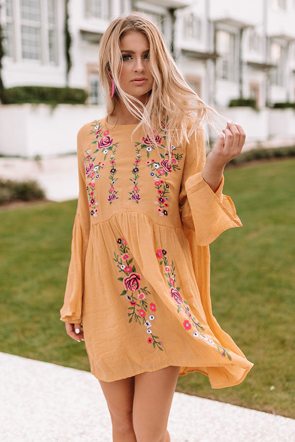 marigold boho dress Marigold Orange Boho Floral Print Maxi Dress Yellow / L