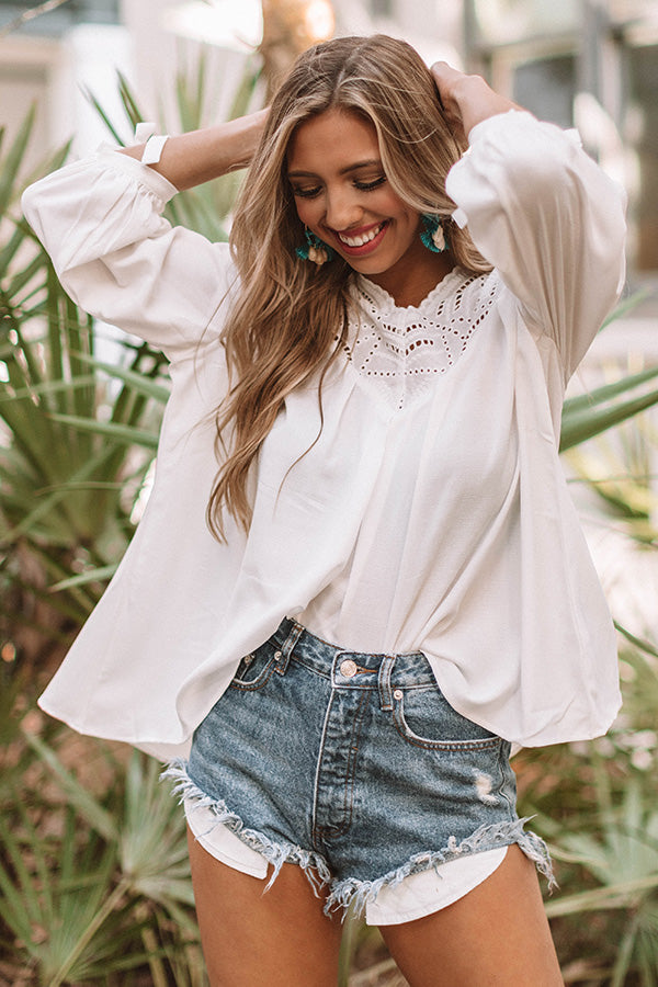 Seriously Crushing Eyelet Top In White