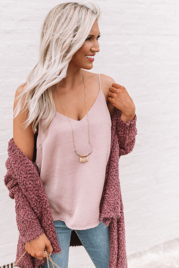 The Suite Spot Satin Tank In Blush