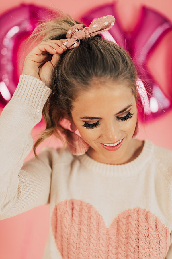 Love You More Polka Dot Scrunchie in Pink