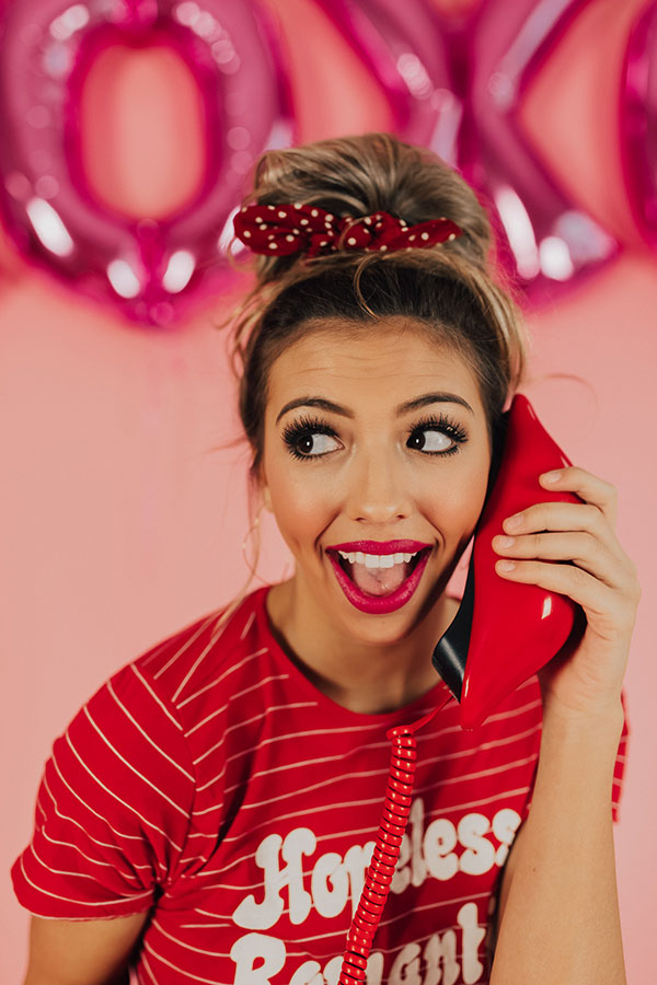 Love You More Polka Dot Scrunchie in Red