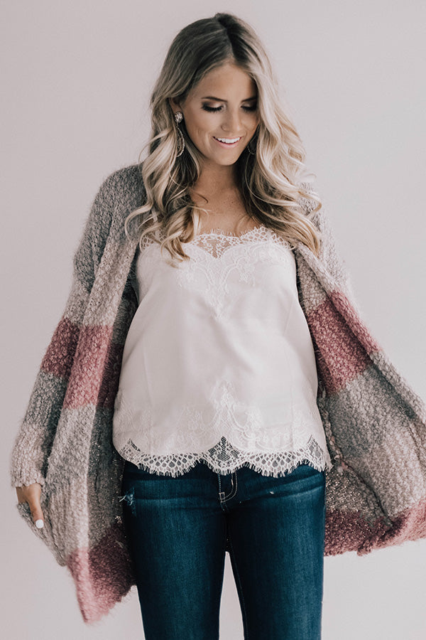 Cali Nights Colorblock Cardigan In Blush Image - 2