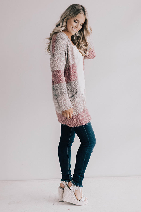 Cali Nights Colorblock Cardigan In Blush Image - 4