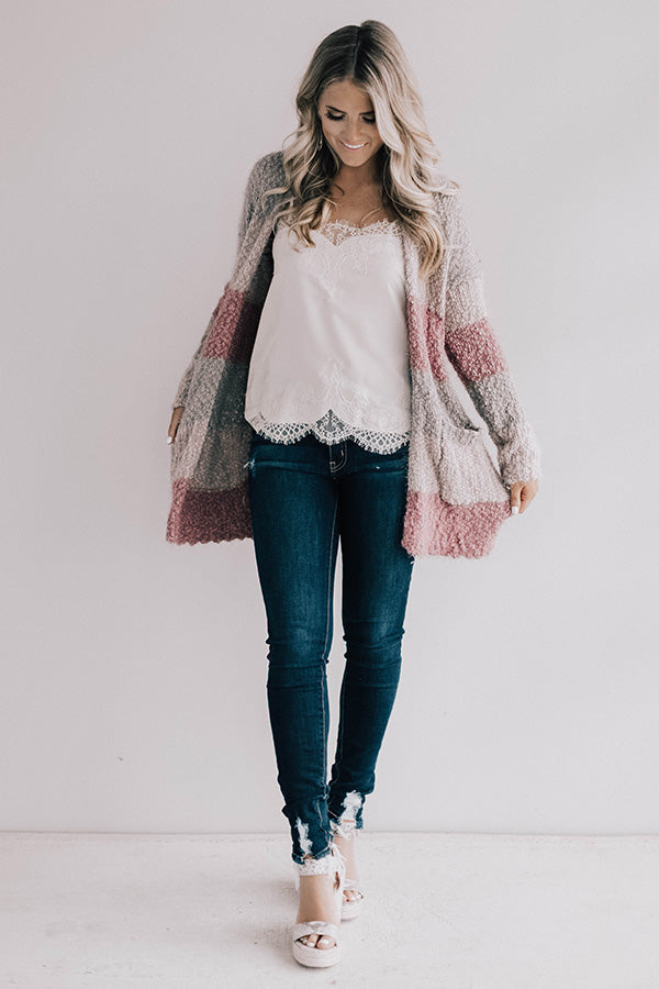 Cali Nights Colorblock Cardigan In Blush Image - 1
