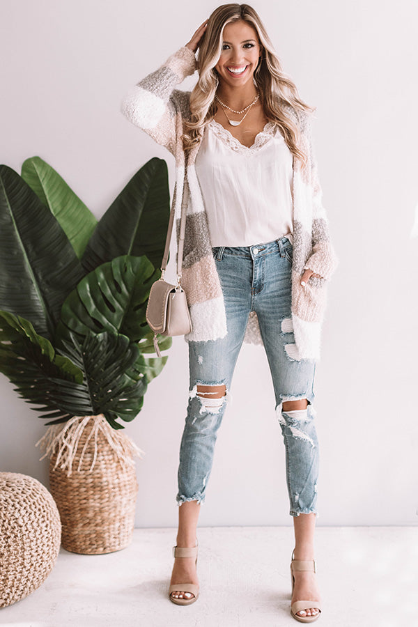 Cali Nights Colorblock Cardigan In Ivory Image - 1