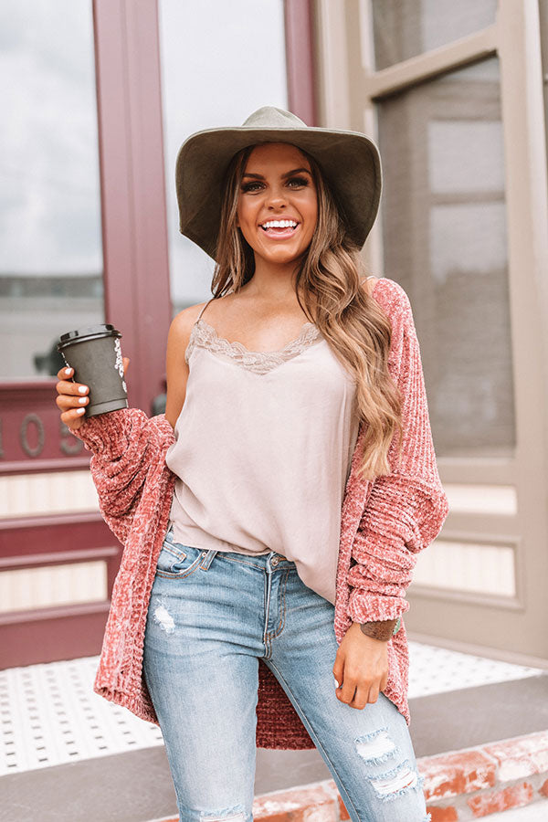 Flirting With Fate Satin Tank In Mocha