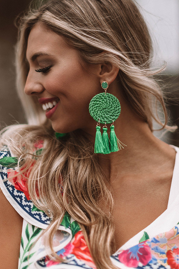 Wine and Amore Earrings In Green