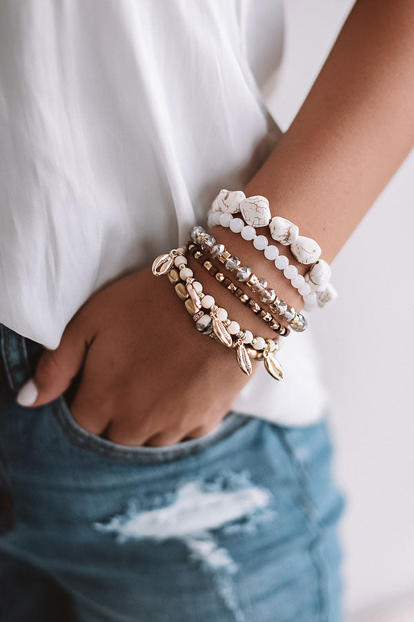Venice Beach Vacay Bracelet Set In Ivory