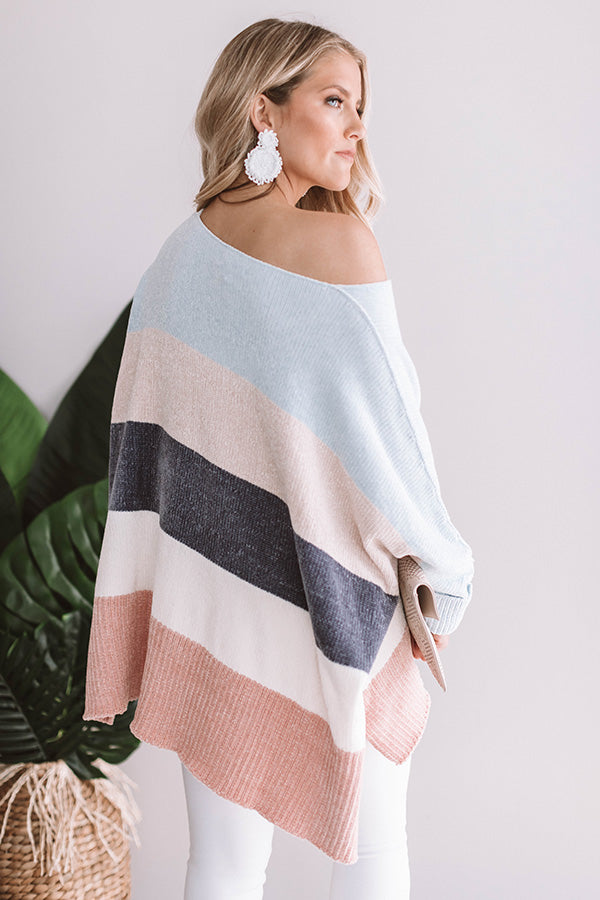 North Shore Chenille Color Block Sweater In Sky Blue Image - 1