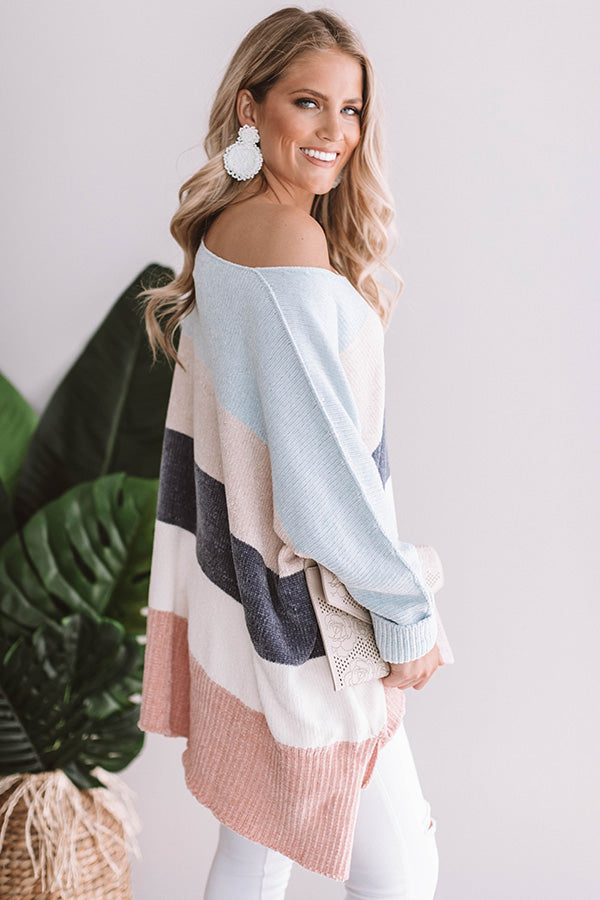 North Shore Chenille Color Block Sweater In Sky Blue Image - 1