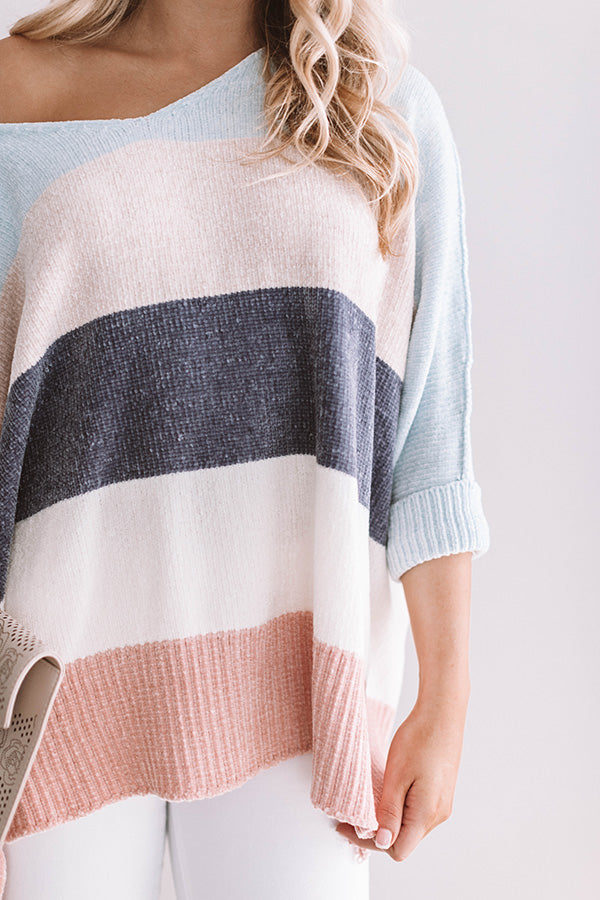 North Shore Chenille Color Block Sweater In Sky Blue Image - 1