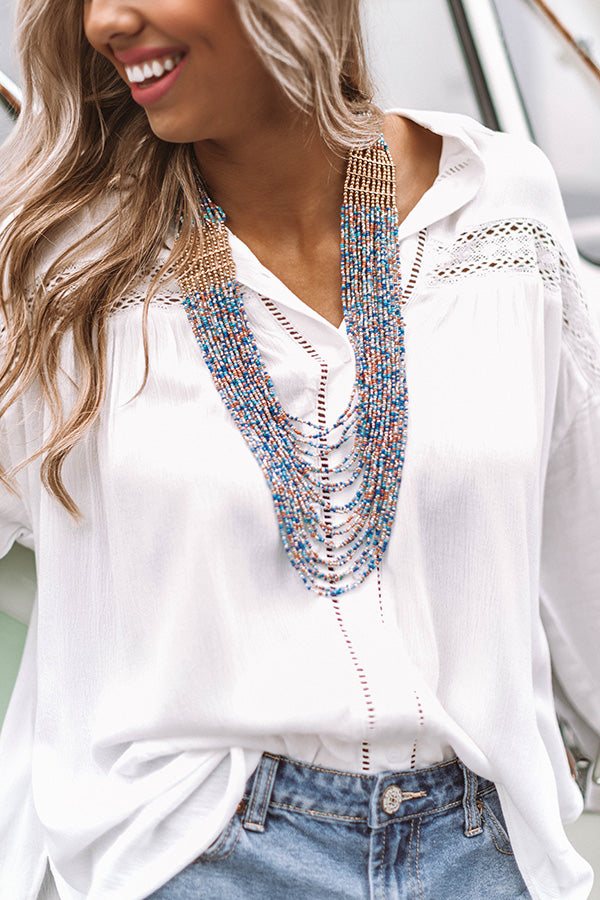 Island Luxury Layered Necklace In Ocean Blue