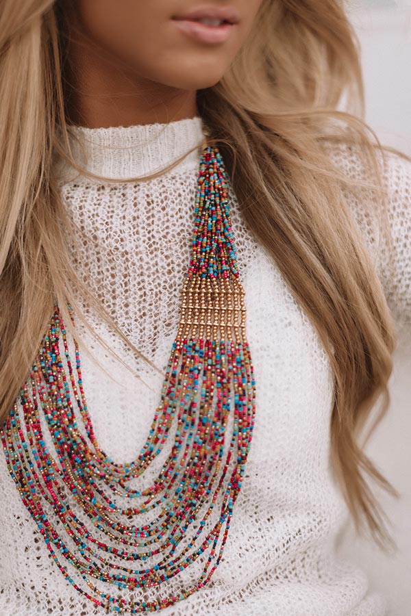 Island Luxury Layered Necklace In Pink