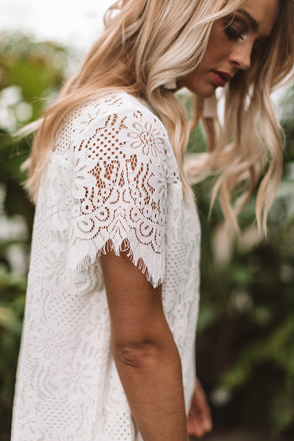 My Cup Of Tea Lace Shift Dress In White My Cup Of Tea Lace Shift Dress In White