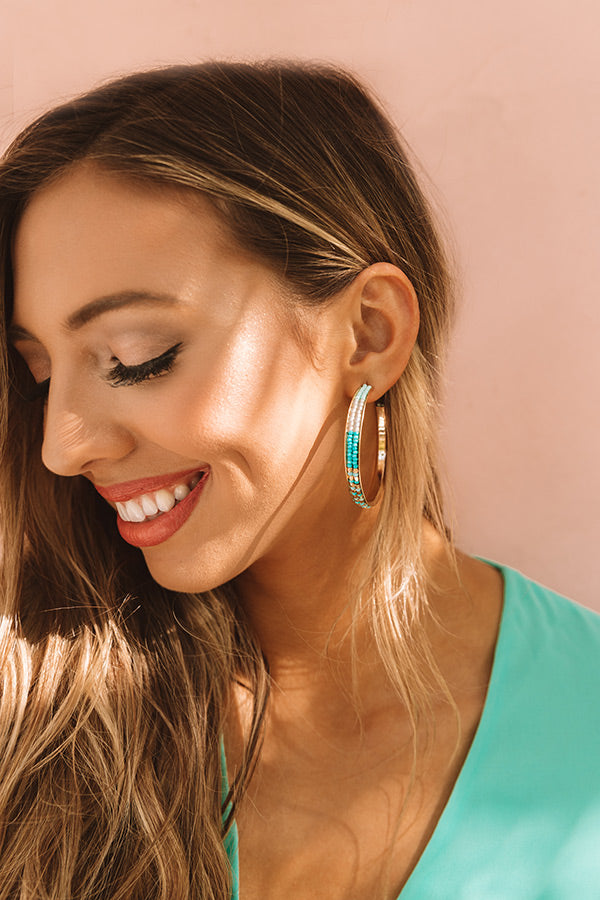 Chic In South Beach Hoop Earrings In Turquoise