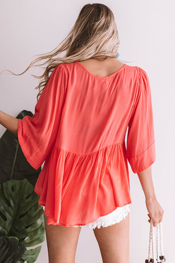 Santorini Shoreline Shift Top In Coral Image - 1