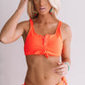 Wave Of Delight Ribbed Front Tie Bikini Top in Neon Coral Image - 1