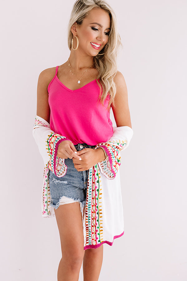 Kisses On The Coast Shift Tank In Hot Pink