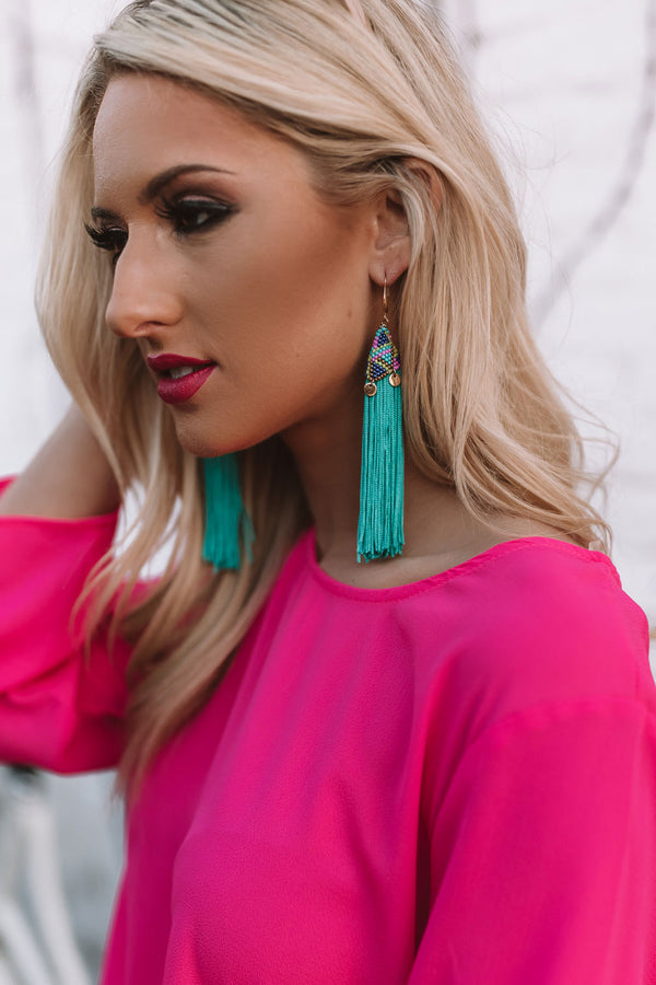 Escape To Paradise Earrings In Turquoise