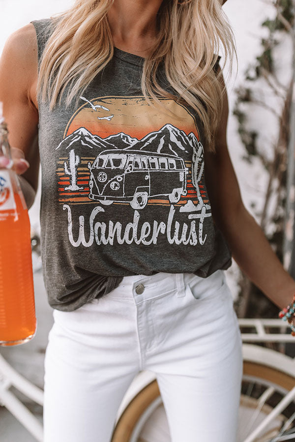 Wanderlust Shift Tank in Dark Grey