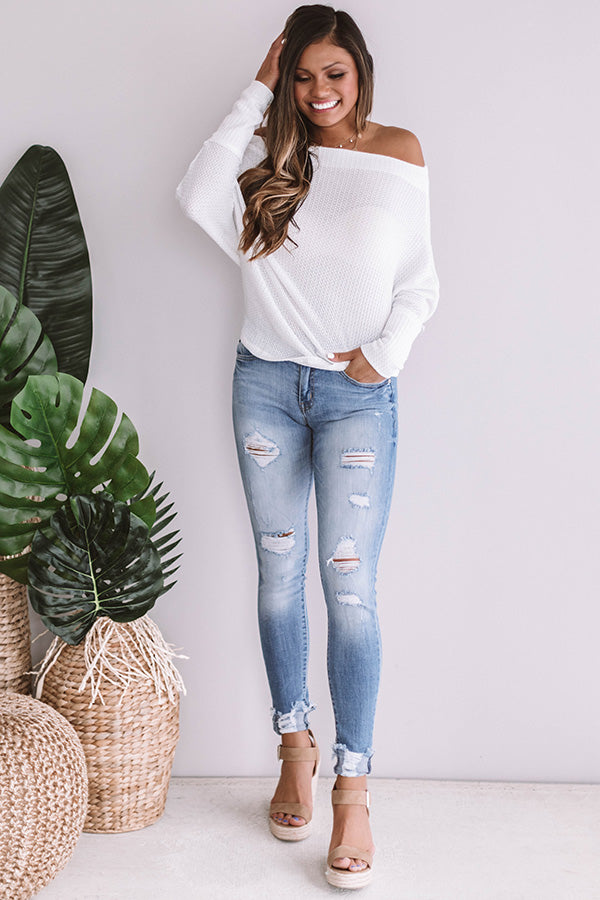 Sippin' In Central Park Off Shoulder Top In White
