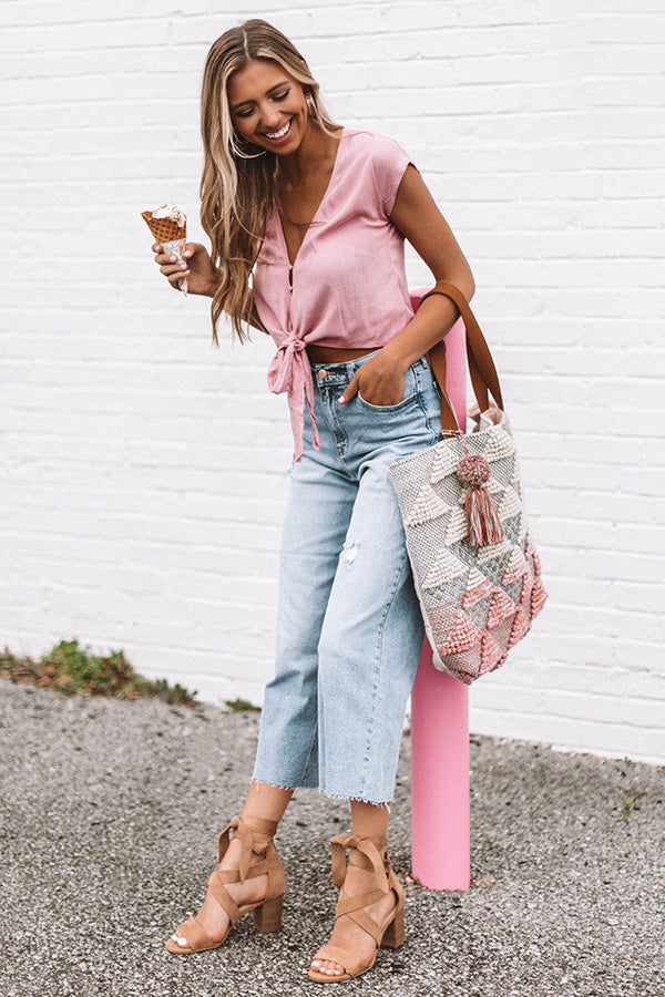 Weekend Haute Spot Tie Top In Blush