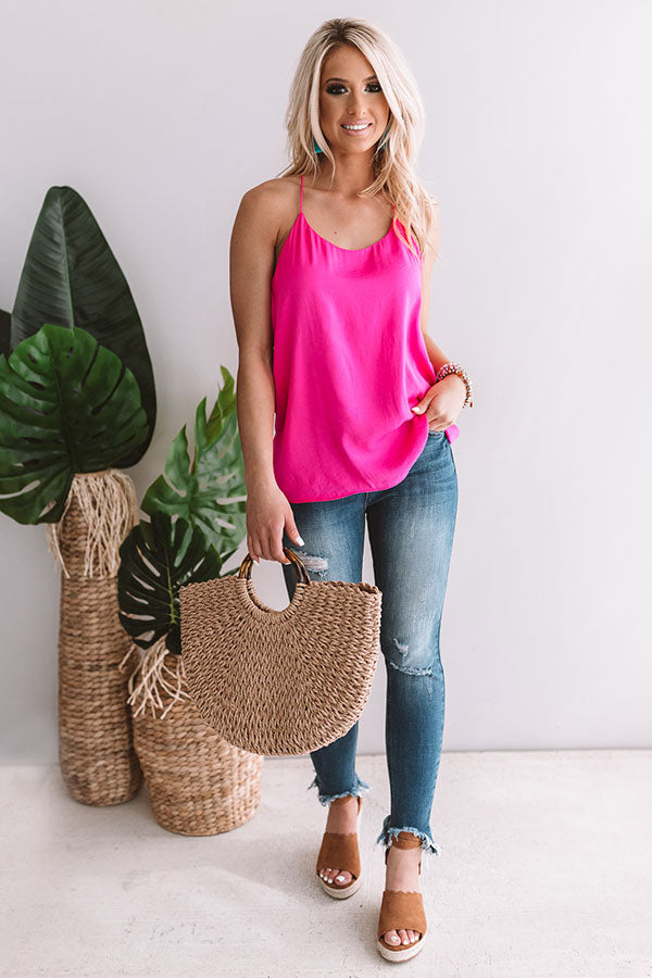 Honolulu Happy Hour Shift Tank In Hot Pink