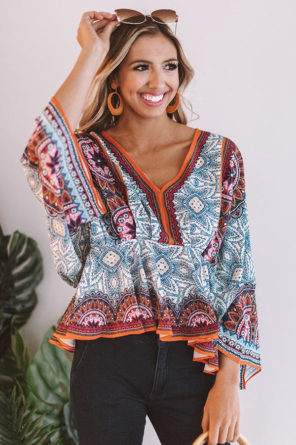 Crushing In Cabo Top In Ocean Blue