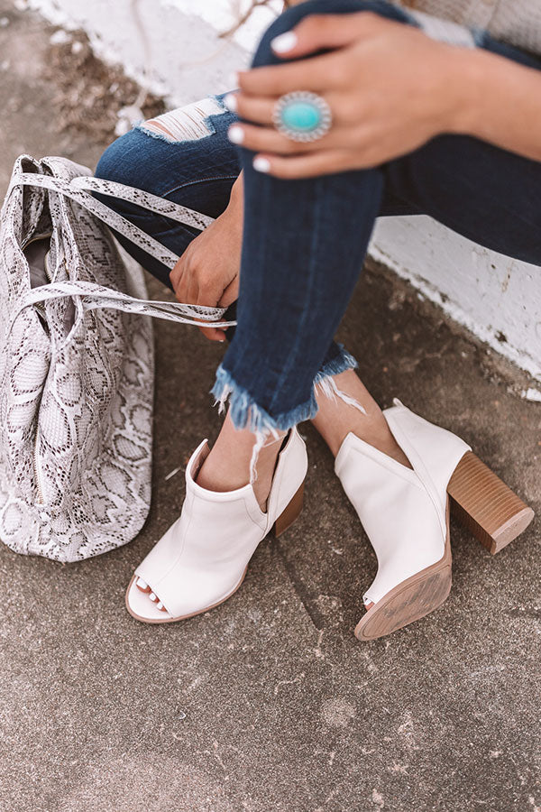 The Bonnie Faux Leather Peep Toe Bootie