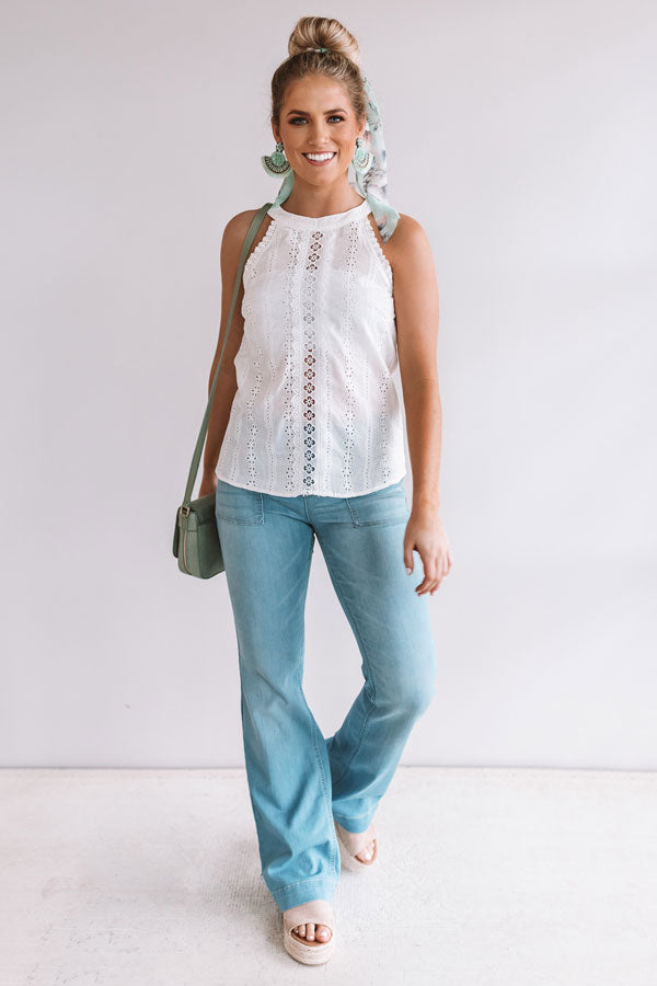 Sunny Weather Eyelet Tank in White