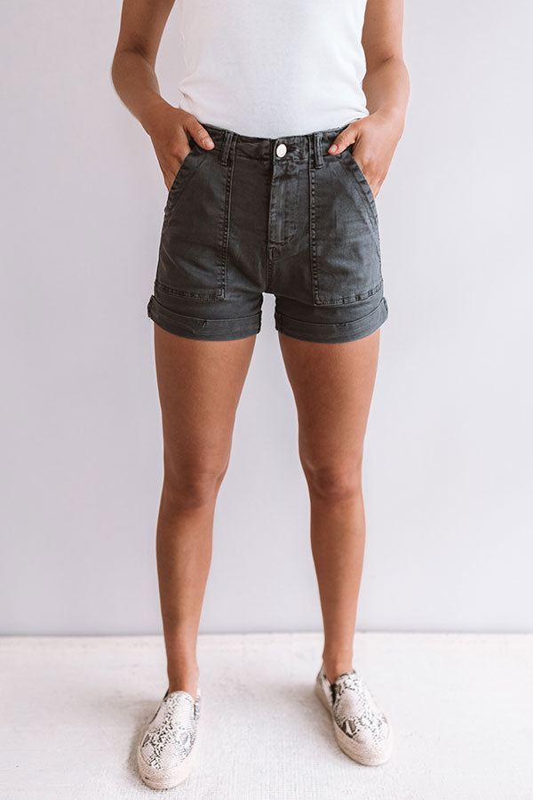 The Baker High Waist Shorts in Vintage Black Image - 1