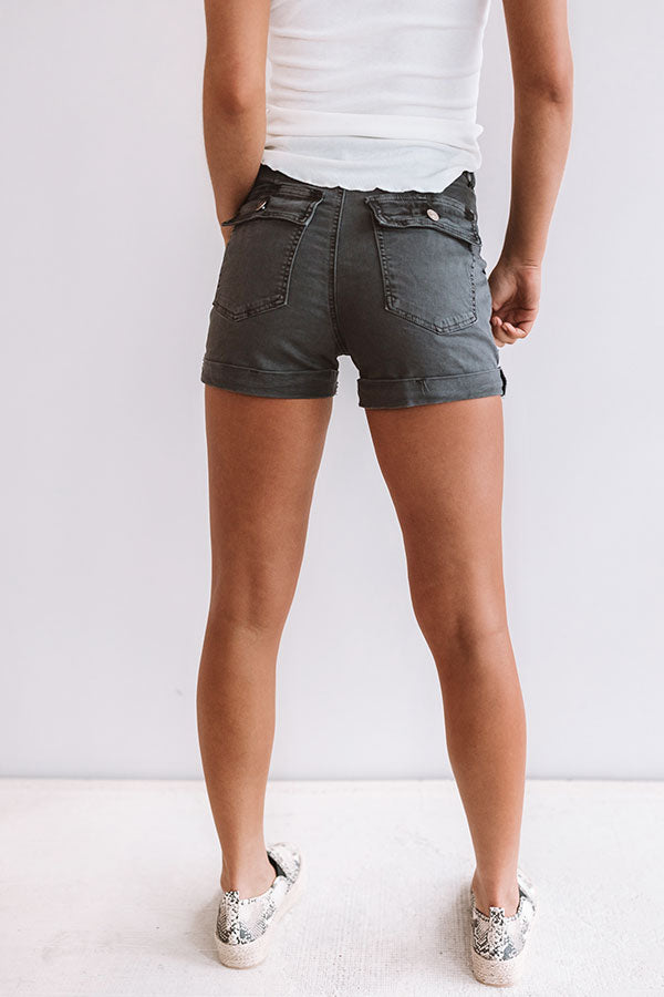 The Baker High Waist Shorts in Vintage Black Image - 1