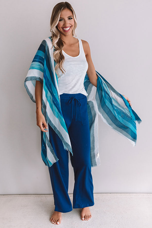 Stay Breezy Stripe Overlay In Blue