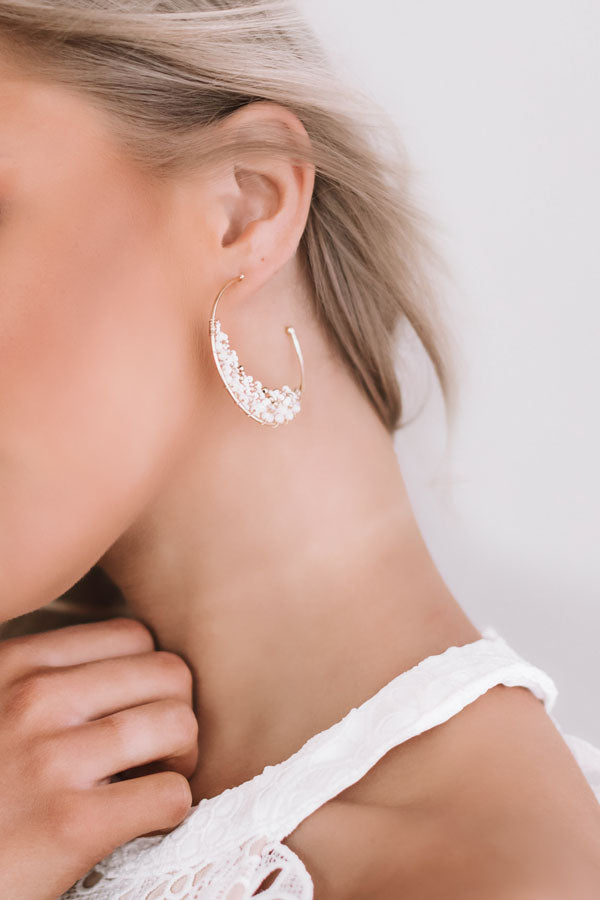 Beach Day Beaded Hoop Earrings in Ivory
