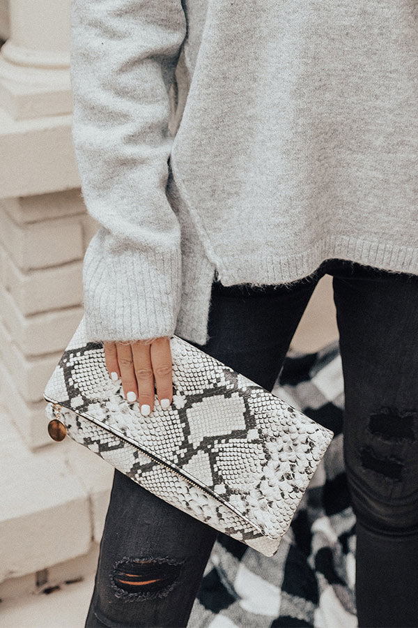 After Hours Snake Print Clutch