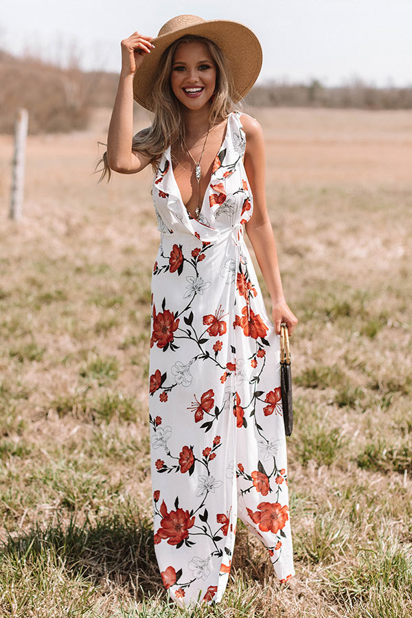 Peony Fields Wrap Maxi Dress