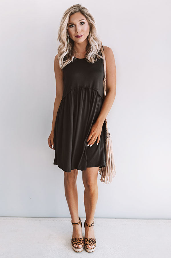 Beach Vibes Babydoll Dress In Black