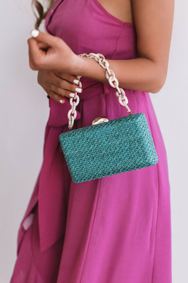 Antigua Afternoon Woven Clutch in Turquoise