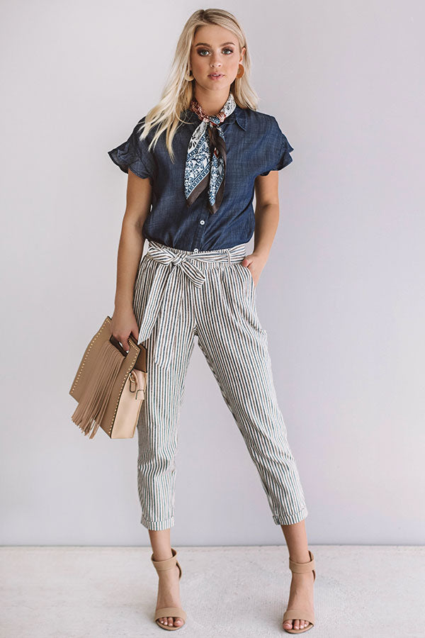 Island Adventure Chambray Top In Dark Wash
