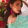 Color Me Lovely Tassel Earrings In Hot Pink Image - 1