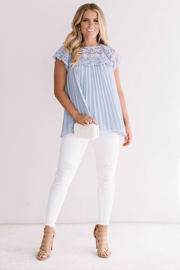 Malibu Memories Crochet Top In Sky Blue