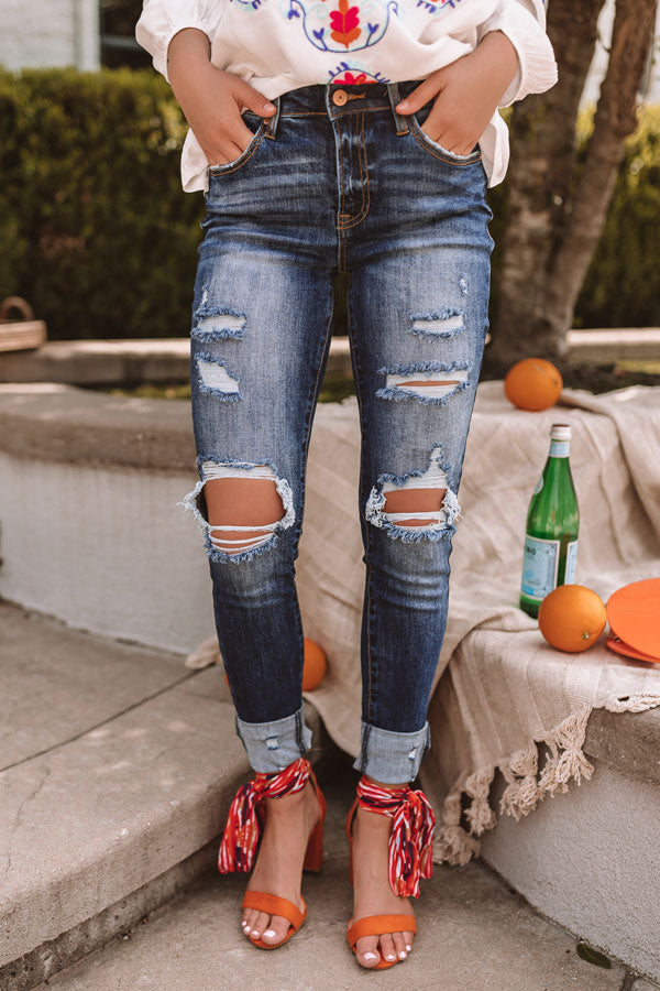 The Braxton Midrise Distressed Ankle Skinny