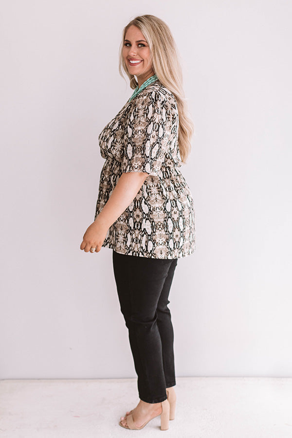 Backstage at Fashion Week Snake Print Top In Brown  Curves Image - 1